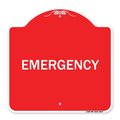 Signmission Designer Series Sign-Emergency, Red & White Aluminum Architectural Sign, 18" x 18", RW-1818-24107 A-DES-RW-1818-24107